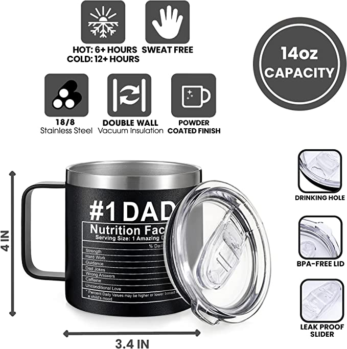 Gifts For Dad from Daughter, Son, Kids, Wife – Funny Gifts for Fathers Day – Birthday Gifts for Dad, Men, Husband, New Dad, Dad To Be, Step Dad – Gag Gifts Ideas for Father – 14oz Dad Coffee Mug