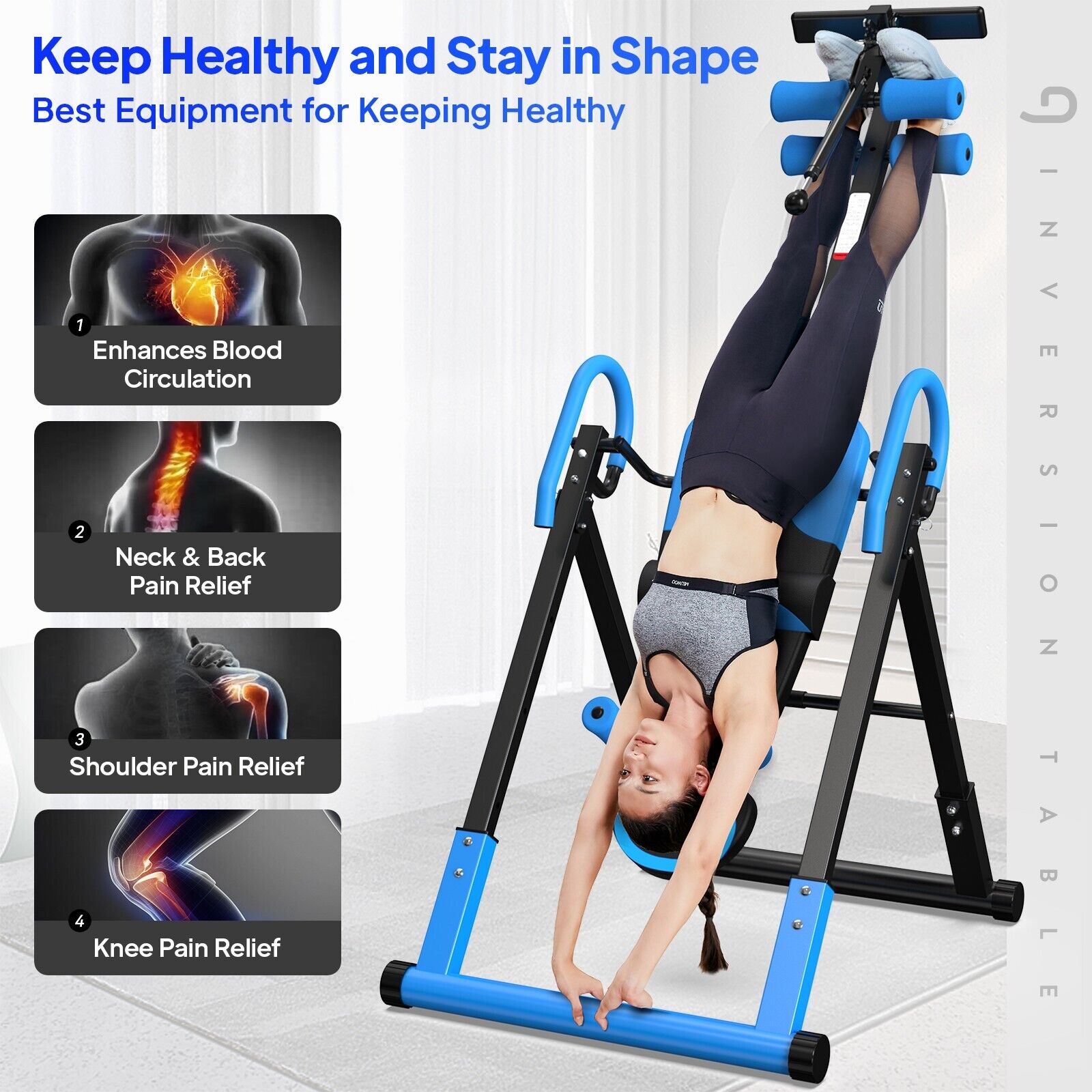 Inversion Table Back Therapy Reflexology Heavy Duty Foldable Stretcher Machine