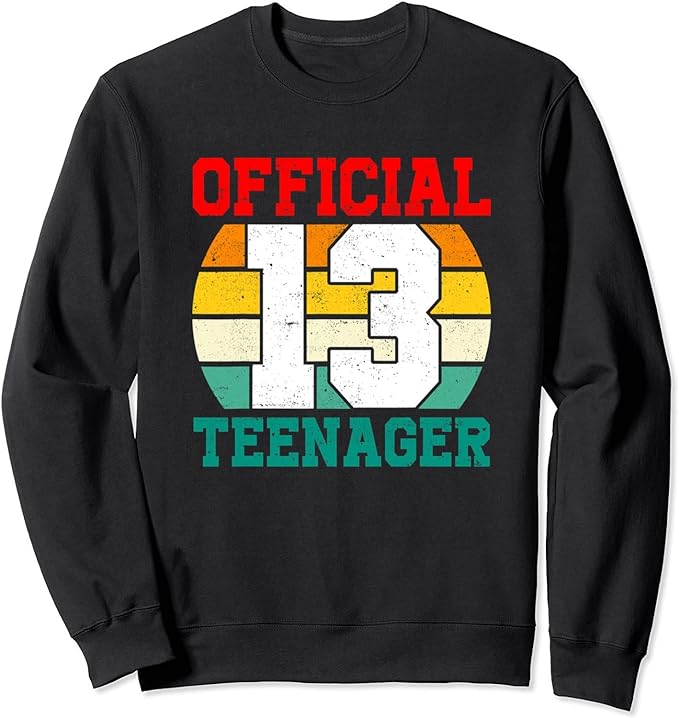 13 Years Old Official Teenager Bday Girl Boy 13th Birthday T-Shirt, Long Sleeve Shirt, Sweatshirt, Hoodie