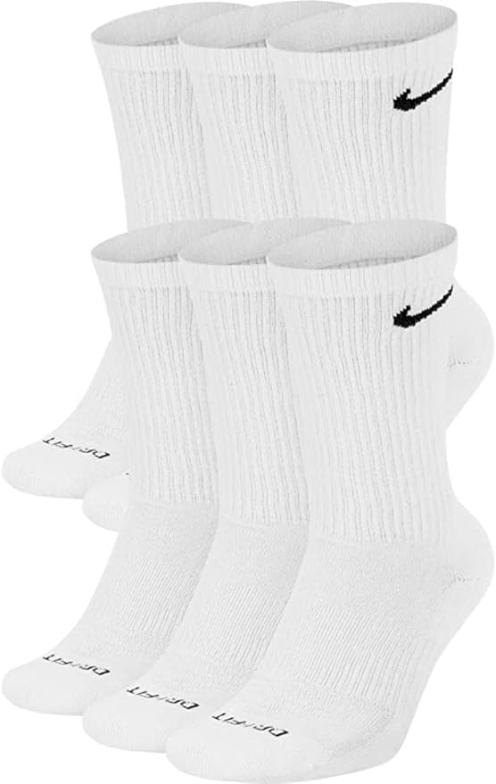 Nike mens Everyday Cushioned Training Crew Socks | Everydayplus White (6 Pairs)