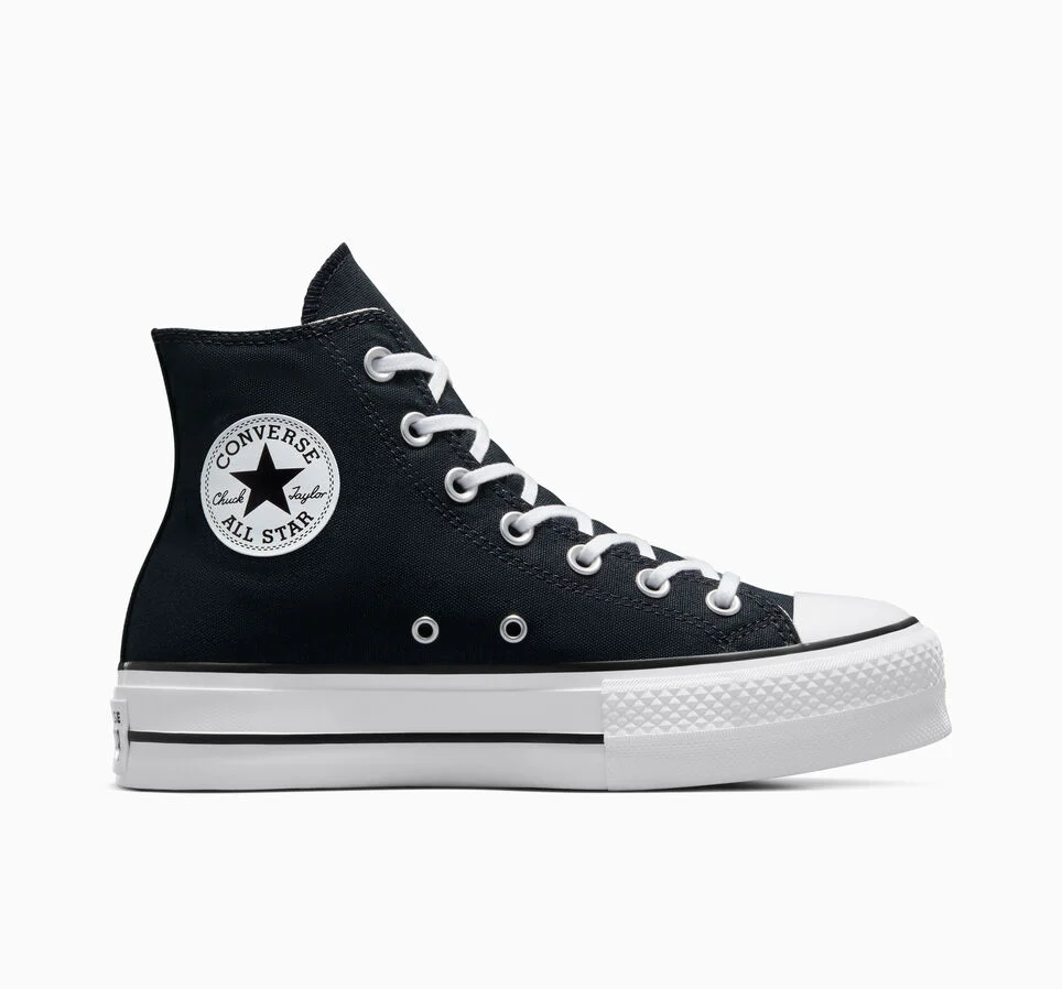 Converse Chuck Taylor All-Star Platform Lift High Top Shoes – Black/White, Closed Footwear