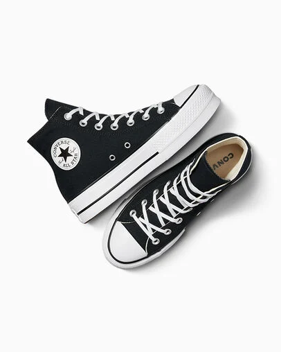 Converse Chuck Taylor All-Star Platform Lift High Top Shoes – Black/White, Closed Footwear